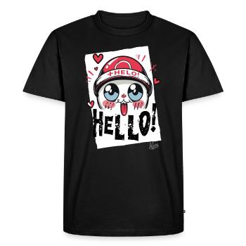 Chat de dessin animé japonais : Trop mignon, bonjour ! - T-shirt Premium bio Homme - noir - Devant - Nico (187cm)