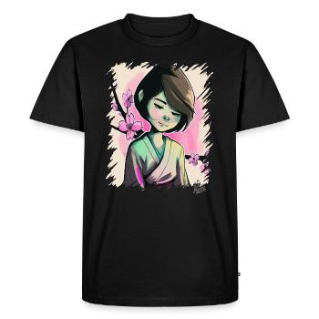 La Sakura Girl japonaise - T-shirt Premium bio Homme - noir - Devant - Nico (187cm)