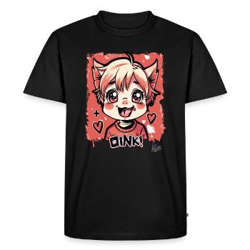 Petit cochon cochon doux et méchant : Oink ! - T-shirt Premium bio Homme - noir - Devant - Nico (187cm)