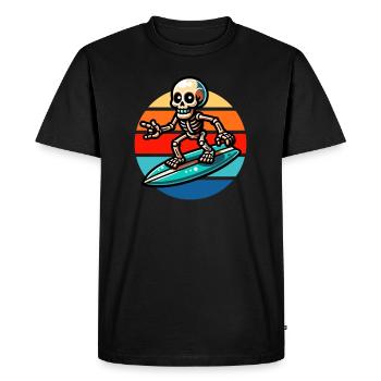 Skeleton Surfing Vintage Sunset - Men's Premium Organic T-Shirt - black - Front - Nico (187cm)