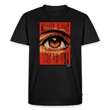 Rétro Vintage Asiatique Big Eye - T-shirt Premium bio Homme - noir - Devant - Nico (187cm)