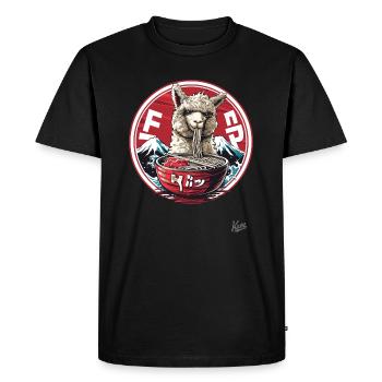 Himalayan llama drama while eating ramen - Men's Premium Organic T-Shirt - black - Front - Nico (187cm)