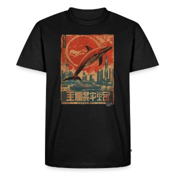 Propaganda Style – Proud Patriotic Dolphin - Men's Premium Organic T-Shirt - black - Front - Nico (187cm)