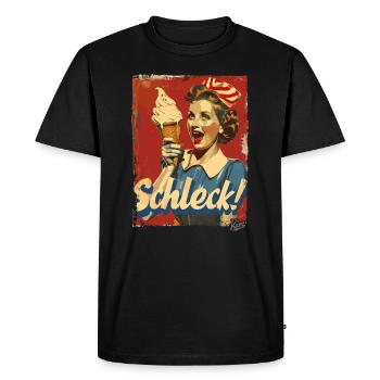 Heureuse femme au foyer des années 1950 avec de la crème glacée – Schleck ! - T-shirt Premium bio Homme - noir - Devant - Nico (187cm)