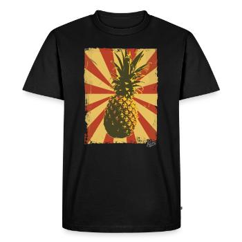 Ananas de style propagande - T-shirt Premium bio Homme - noir - Devant - Nico (187cm)