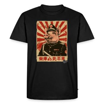 Cochon de style propagande - T-shirt Premium bio Homme - noir - Devant - Nico (187cm)