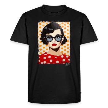 années 1950 Polka Dot Pop Art Femmes - T-shirt Premium bio Homme - noir - Devant - Nico (187cm)