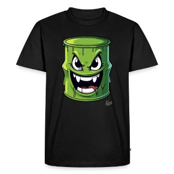 Green, evil, poisonous barrel with a face - Men's Premium Organic T-Shirt - black - Front - Nico (187cm)