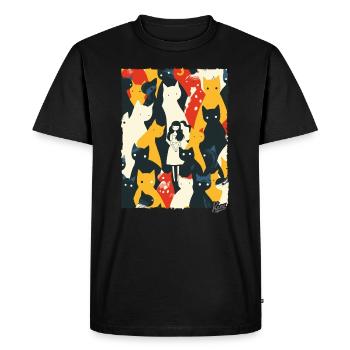 Dame Art abstrait avec chats - T-shirt Premium bio Homme - noir - Devant - Nico (187cm)