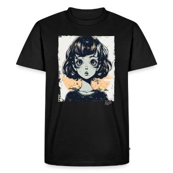The cartoon girl with visions - Men's Premium Organic T-Shirt - black - Front - Nico (187cm)