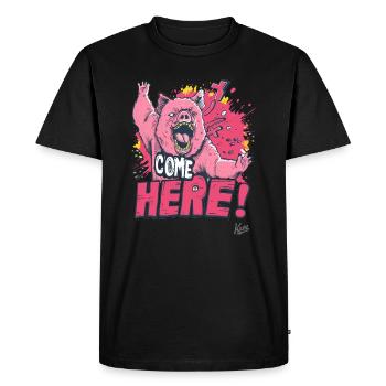 Combat furieux ours-cochon : Venez ici ! - T-shirt Premium bio Homme - noir - Devant - Nico (187cm)