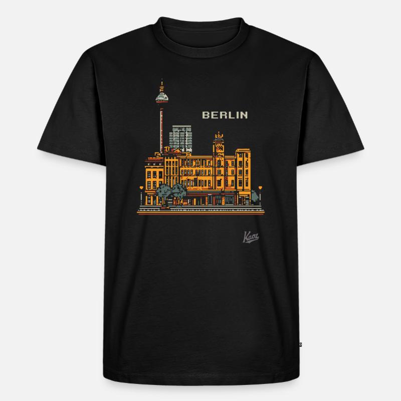 Pixel Berlin - Männer Premium Bio T-Shirt - Schwarz