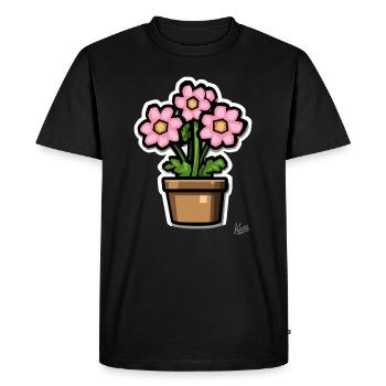 un pot de fleurs vert-rose - T-shirt Premium bio Homme - noir - Devant - Nico (187cm)