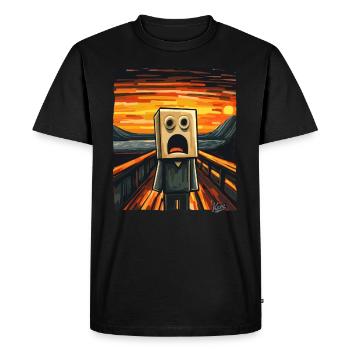 Le cri dans le style Pixel Cartoon avec tête de boîte - T-shirt Premium bio Homme - noir - Devant - Nico (187cm)