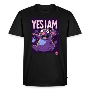 Yes, I am, crazy cartoon rat mouse - Men's Premium Organic T-Shirt - black - Front - Nico (187cm)