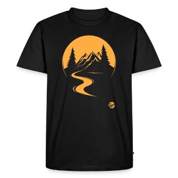 Natural scenery with trees, river and mountains - Men's Premium Organic T-Shirt - black - Front - Nico (187cm)