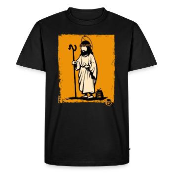 The wanderer and redeemer Jesus - Men's Premium Organic T-Shirt - black - Front - Nico (187cm)