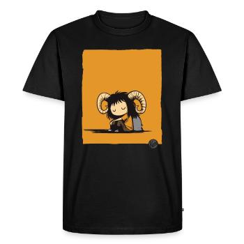 Triste Pan Girl avec des cornes de chèvre - T-shirt Premium bio Homme - noir - Devant - Nico (187cm)