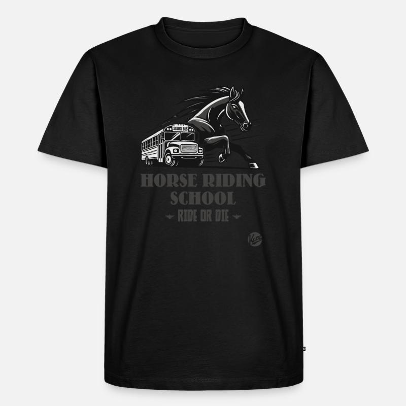 Reitschule "Reite oder Stirb", ein Pferde-Motiv - Männer Premium Bio T-Shirt - Schwarz