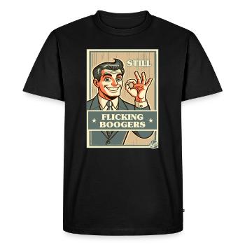 still flicking boogers in retro cartoon style - Men's Premium Organic T-Shirt - black - Front - Nico (187cm)