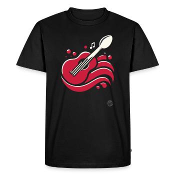 Music and food united: spoon guitar - Men's Premium Organic T-Shirt - black - Front - Nico (187cm)