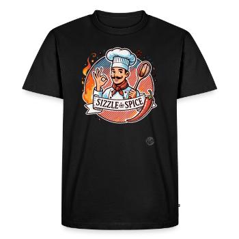 Grésillement et épices, Pepperoni épicé Cook - T-shirt Premium bio Homme - noir - Devant - Nico (187cm)