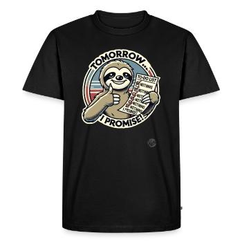 Promised to do nothing, sloth to-do list - Men's Premium Organic T-Shirt - black - Front - Nico (187cm)