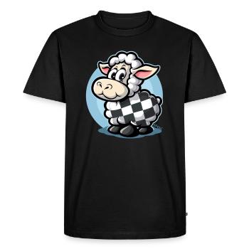 Plaid pattern with cute cartoon sheep - Men's Premium Organic T-Shirt - black - Front - Nico (187cm)