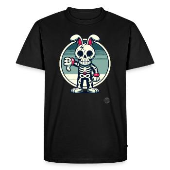 Lapin squelette effrayant avec les pouces vers le bas - T-shirt Premium bio Homme - noir - Devant - Nico (187cm)