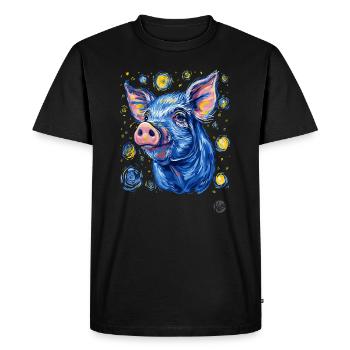 Nuit pleine d’étoiles cochon - T-shirt Premium bio Homme - noir - Devant - Nico (187cm)