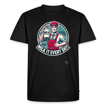Milkman Thumbs Up – Lait quotidien - T-shirt Premium bio Homme - noir - Devant - Nico (187cm)