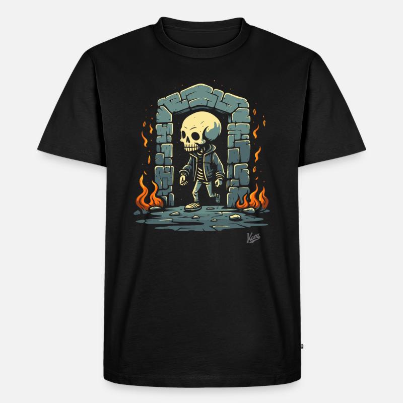 Skelett Dungeon Showtime - Männer Premium Bio T-Shirt - Schwarz