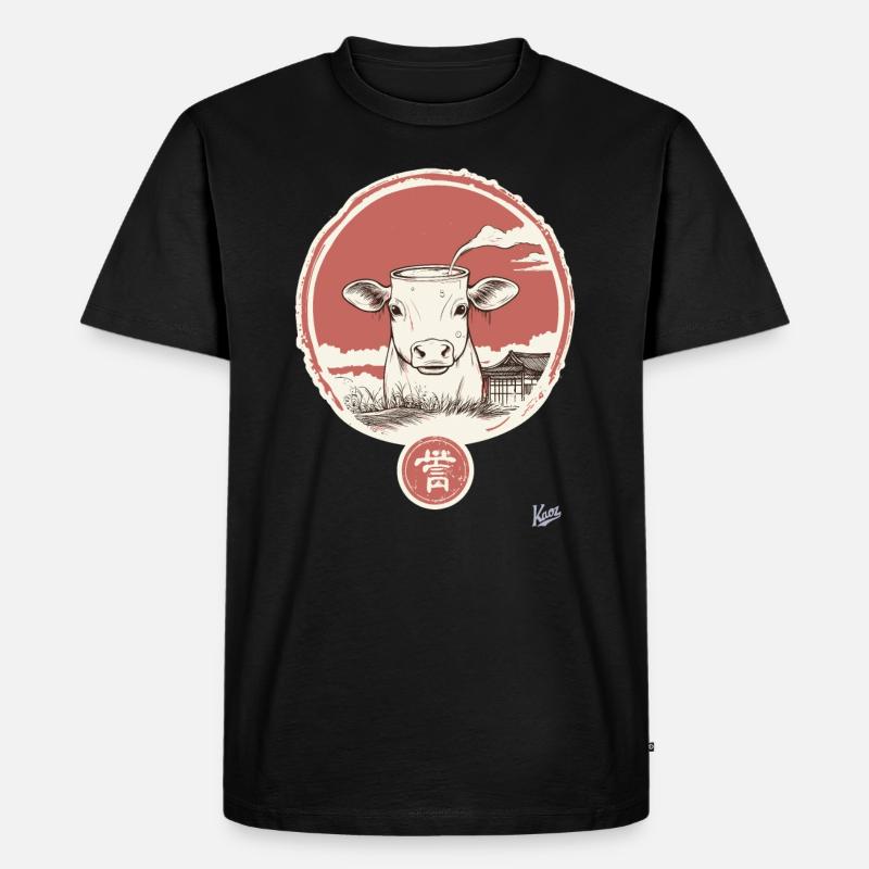 Abstrakte Kuh mit Milch - Männer Premium Bio T-Shirt - Schwarz