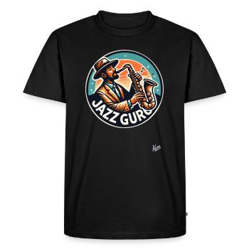 Le saxophoniste est le gourou du jazz - T-shirt Premium bio Homme - noir - Devant - Nico (187cm)