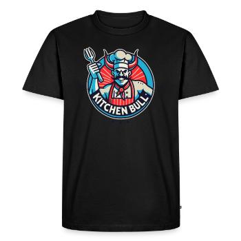 The chef is a kitchen bull - Men's Premium Organic T-Shirt - black - Front - Nico (187cm)