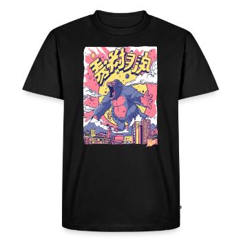Dessin animé Gorille à Tokyo - T-shirt Premium bio Homme - noir - Devant - Nico (187cm)