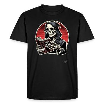 La chevalerie est morte – Grim Reaper avec un livre - T-shirt Premium bio Homme - noir - Devant - Nico (187cm)