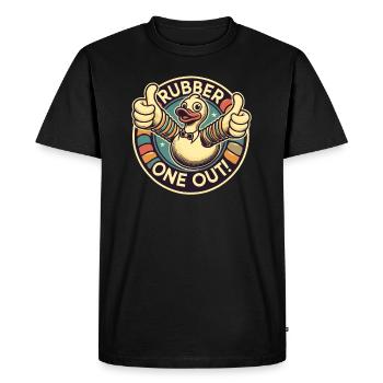 Canard en caoutchouc - pouce vers le haut pour un frottement - T-shirt Premium bio Homme - noir - Devant - Nico (187cm)