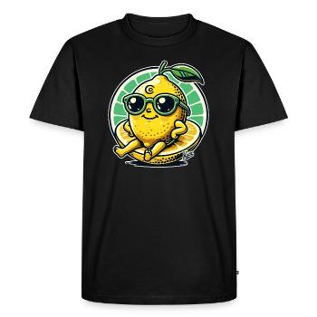 Frais, ensoleillé, heureux, citron - T-shirt Premium bio Homme - noir - Devant - Nico (187cm)