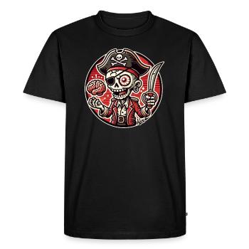 Pirate Skull Man with Brain - Men's Premium Organic T-Shirt - black - Front - Nico (187cm)