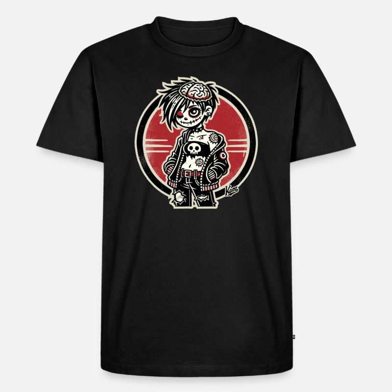 Cooles Emo-Zombie-Mädchen - Männer Premium Bio T-Shirt - Schwarz