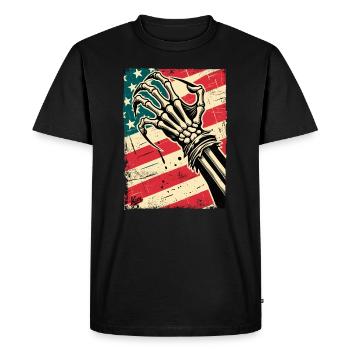 Drapeau américain et griffe du Cauchemar américain - T-shirt Premium bio Homme - noir - Devant - Nico (187cm)
