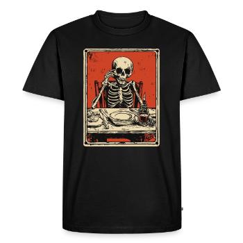 Bon Appetit Skeleton - Men's Premium Organic T-Shirt - black - Front - Nico (187cm)