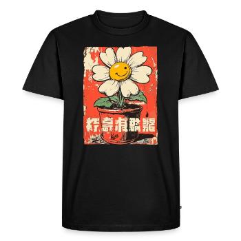 Drôle de fleur dans un pot de fleurs - T-shirt Premium bio Homme - noir - Devant - Nico (187cm)