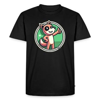 Cheerful nature fox with thumbs up - Men's Premium Organic T-Shirt - black - Front - Nico (187cm)