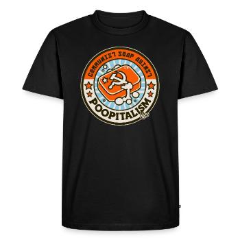 Parodie : Savon communiste contre le caca - T-shirt Premium bio Homme - noir - Devant - Nico (187cm)