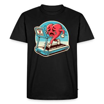 Le cœur dans la réserve, j’ai besoin d’amour - T-shirt Premium bio Homme - noir - Devant - Nico (187cm)