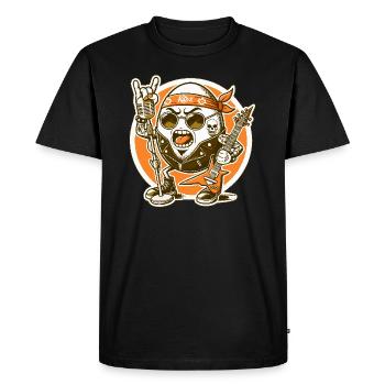 De la musique rock, de la guitare et un œuf de groupe de rock - T-shirt Premium bio Homme - noir - Devant - Nico (187cm)