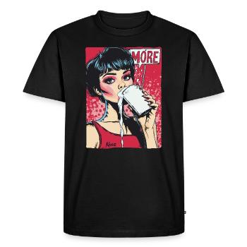 Une femme boit plus de lait - T-shirt Premium bio Homme - noir - Devant - Nico (187cm)