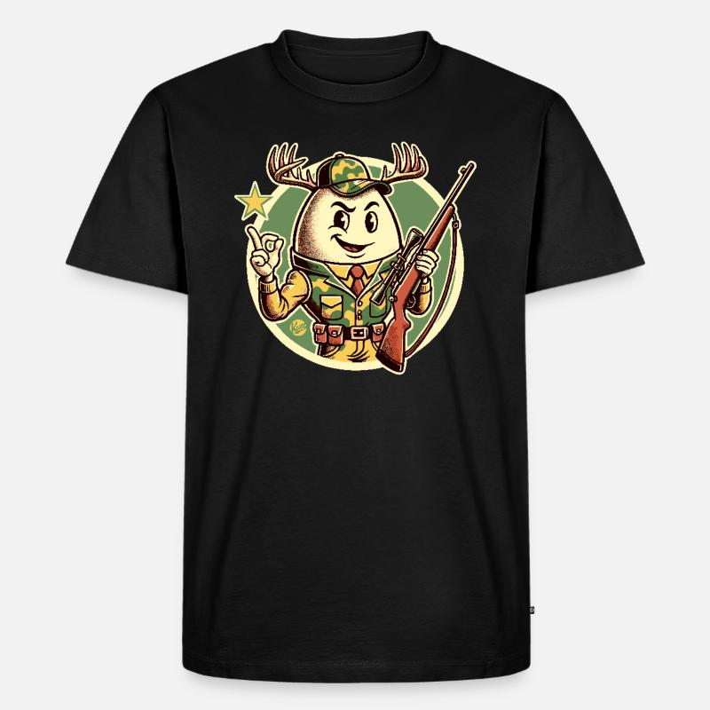 Jäger-Ei mit Hirschgeweih - Männer Premium Bio T-Shirt - Schwarz